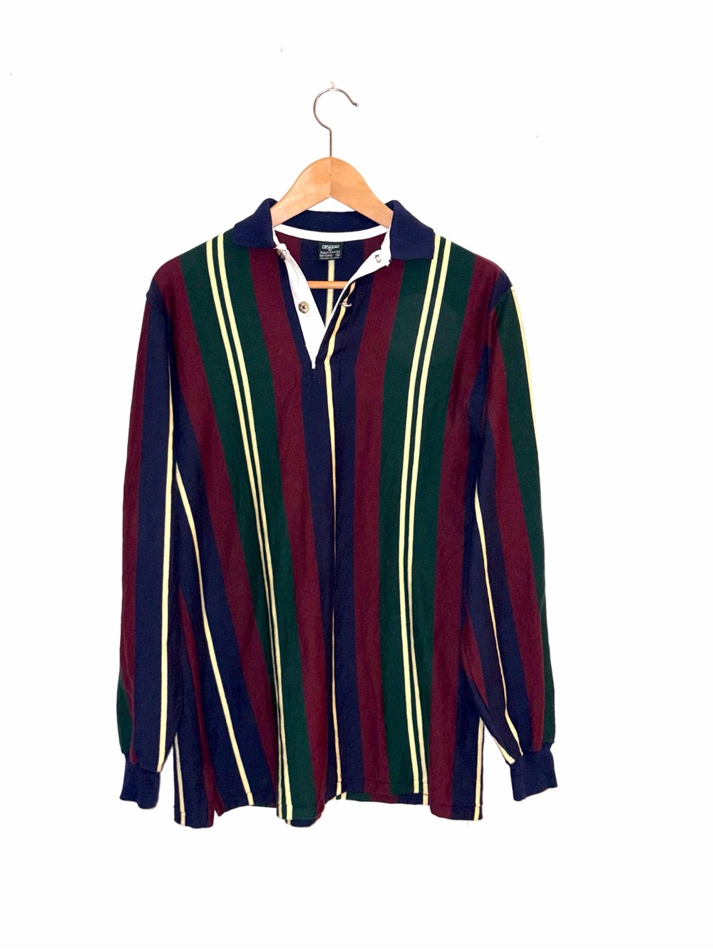 Polo Ralph Lauren Striped Rugby Polo Shirt in Burgundy, Green & Navy